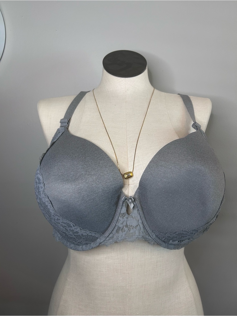 torrid Gray Lace-Trim Underwire Bra 48C